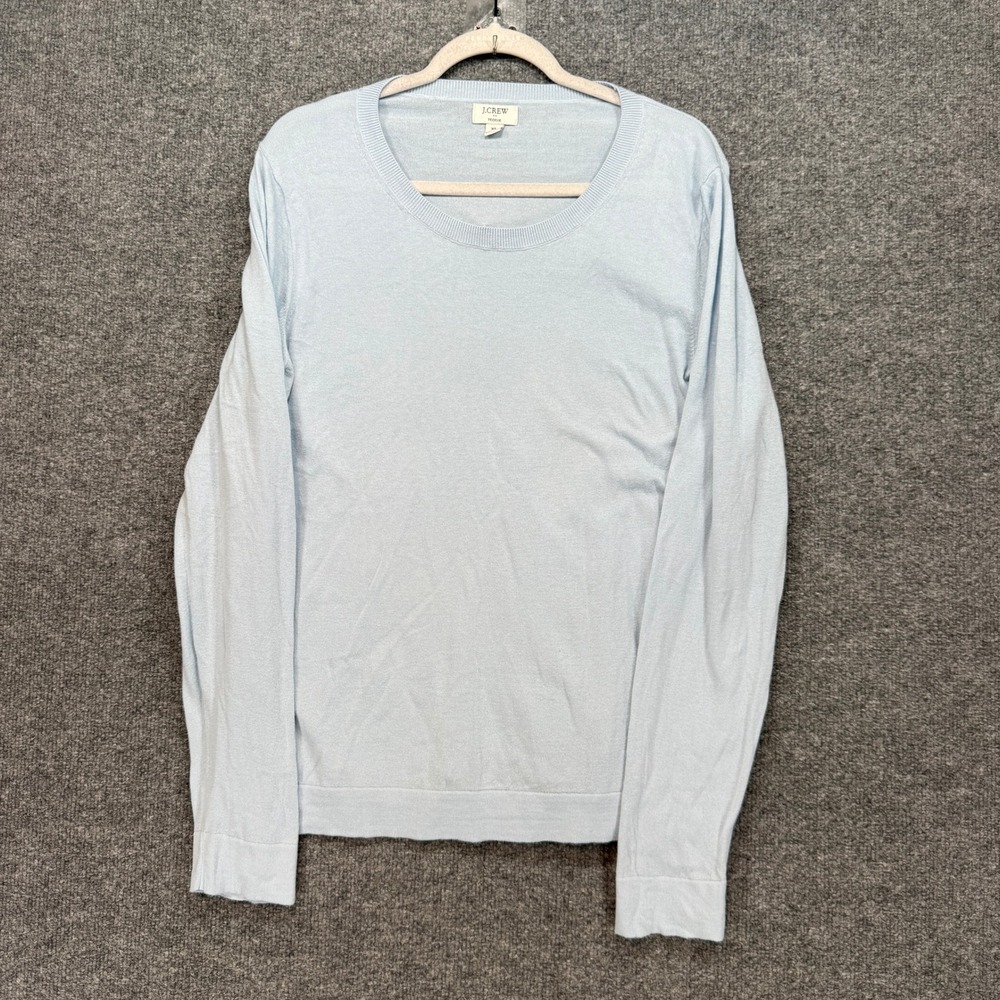 J.Crew Teddie Sweater Women‎ XL Light Blue Cotton Knit Crewneck Pullover Classic